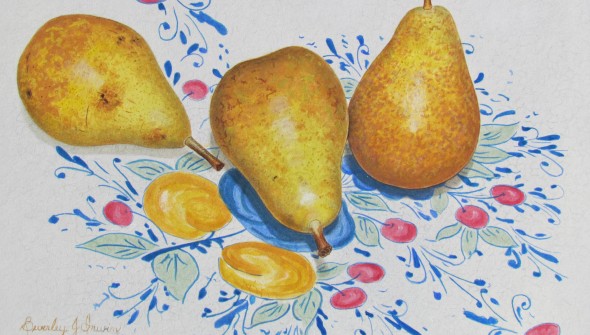 Pears on Porcelain - Botanical Watercolour